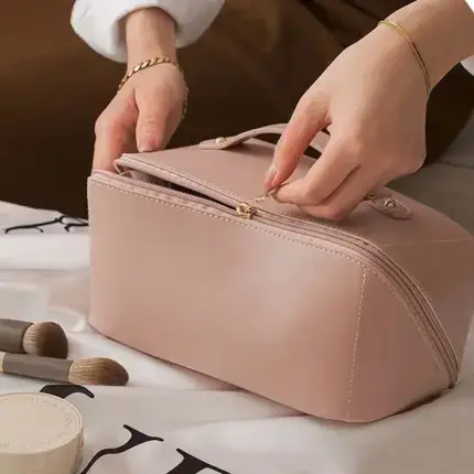 MAPLIVO™ SALY LEATHER TRAVEL MAKEUP BAG