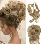 Messy Bun Hair Piece, Wavy Curly Chignon Ponytail Hairpiece for Daily Wear