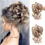 Messy Bun Hair Piece, Wavy Curly Chignon Ponytail Hairpiece for Daily Wear