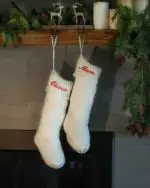 Personalized Christmas Stockings - Embroidered Stocking - Custom Name Stocking - Red - Cream