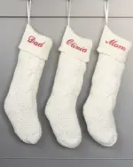 Personalized Christmas Stockings - Embroidered Stocking - Custom Name Stocking - Red - Cream