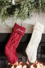 Personalized Christmas Stockings - Embroidered Stocking - Custom Name Stocking - Red - Cream