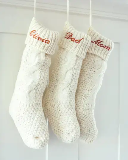 Personalized Christmas Stockings - Embroidered Stocking - Custom Name Stocking - Red - Cream