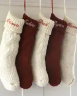Personalized Christmas Stockings - Embroidered Stocking - Custom Name Stocking - Red - Cream